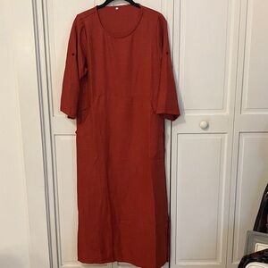 Elegant Rust Red Women's Dress . New